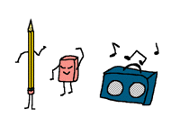 Dancing Pencil and Eraser