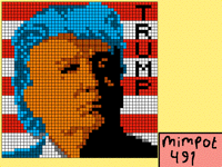 Donald Trump pixel art but his hair is blue