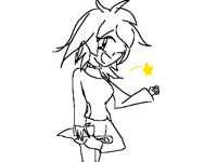 Please look at her hand (right)