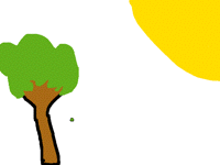 One leaf falling from one tree