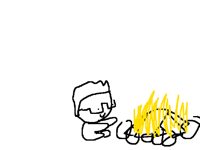 Keeping warm by the fishpost