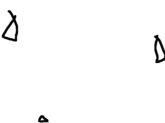 Three triangles collide