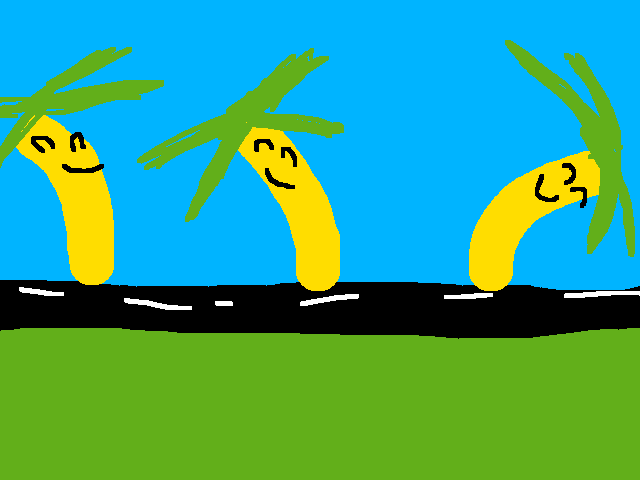 Dancing while walking palm trees