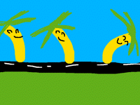 Dancing while walking palm trees