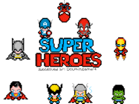 Super heroes pixel art