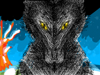 A white wolf in a snow forest