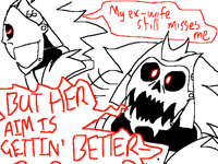 BUT HER AIM IS GETTIN' BETTER